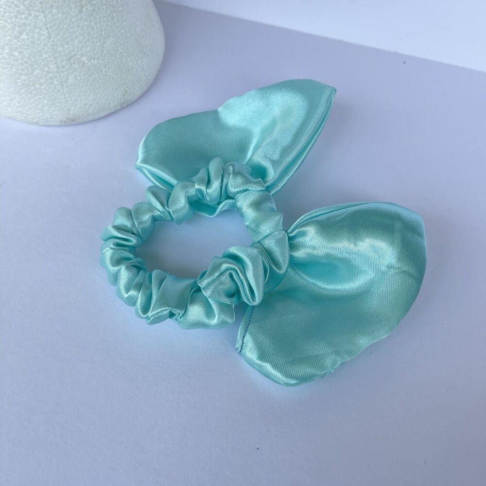 New Bow Headband Hair Ponytail Set Aqua Blue Satin Women’s & Girl - Picture 8 of 16